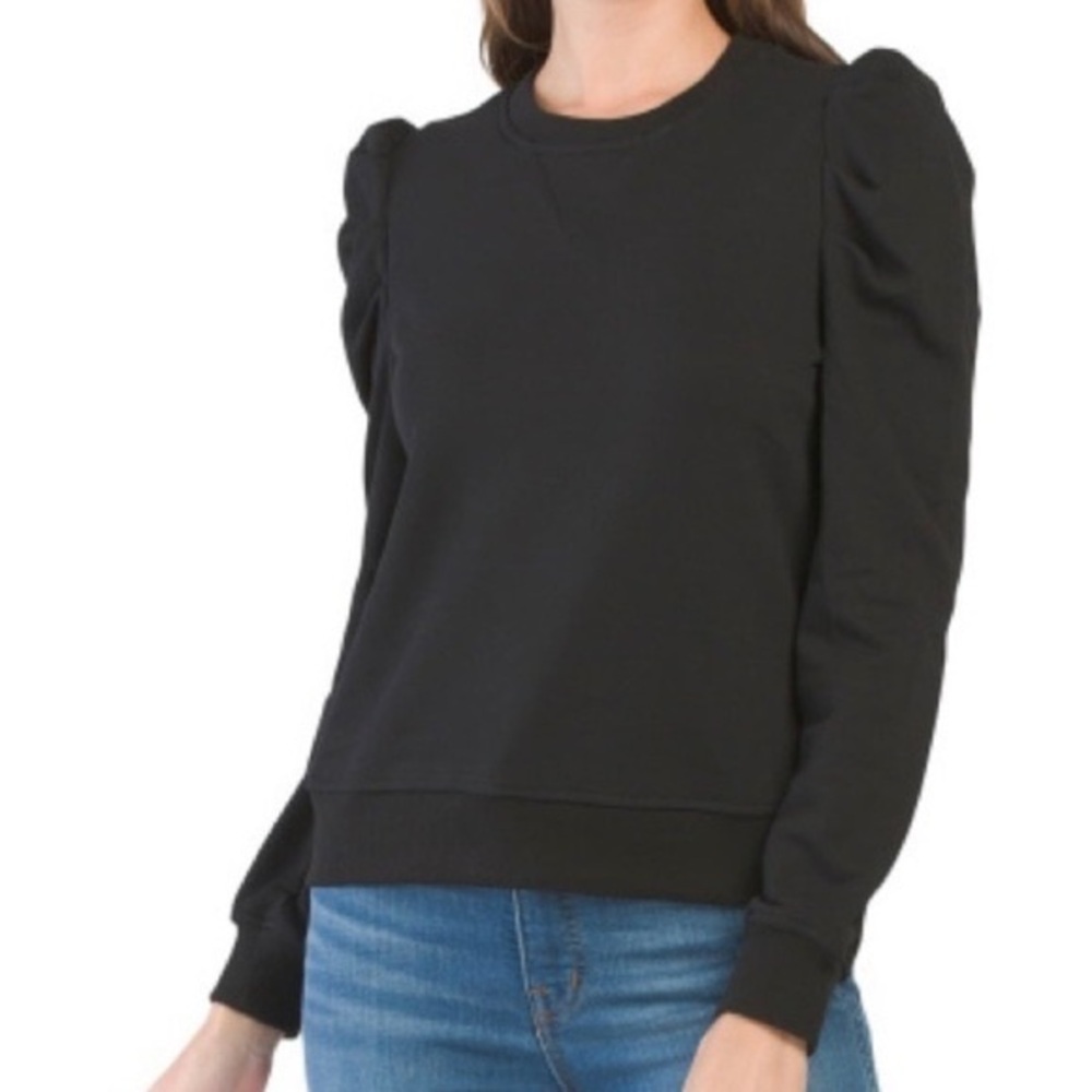 Cynthia Rowley black puff sleeve sweatshirt